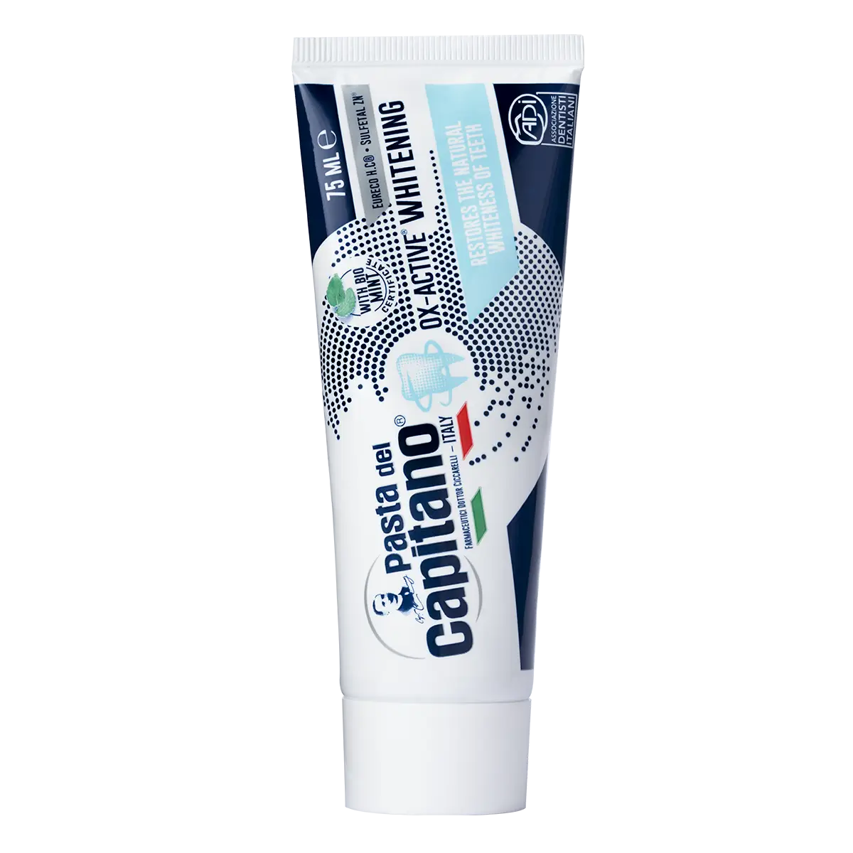 خمیردندان سفید کننده پاستا دل کاپیتانو مدل OX-Active Whitening حجم 75 میلیلیتر خمیردندان سفید کننده پاستا دل کاپیتانو مدل OX-Active Whitening حجم 75 میلیلیتر