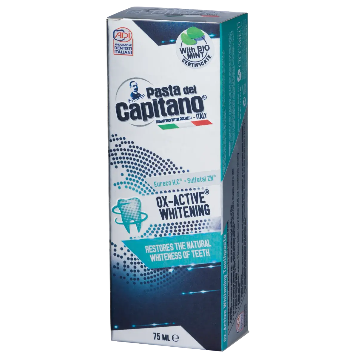 خمیردندان سفید کننده پاستا دل کاپیتانو مدل OX-Active Whitening حجم 75 میلیلیتر خمیردندان سفید کننده پاستا دل کاپیتانو مدل OX-Active Whitening حجم 75 میلیلیتر