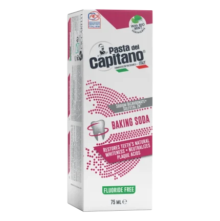 خمیر دندان جوش شیرین پاستا دل کاپیتانو مدل Baking Soda بدون فلوراید حجم 75 میلی‌لیتر