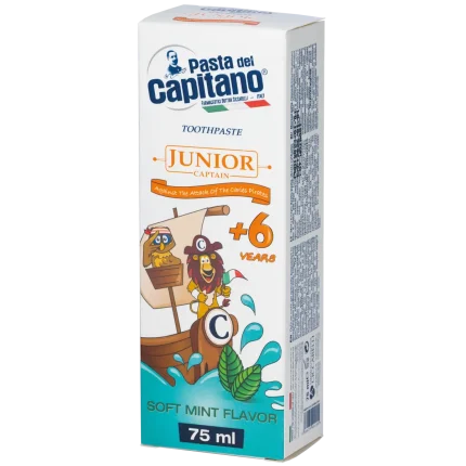 خمیردندان کودک پاستا دل کاپیتانو مدل Junior +6 با طعم نعناع ملایم حجم 75 میلی‌لیتر